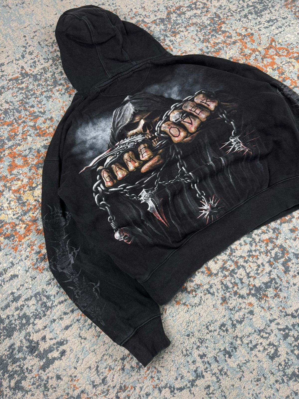 Vintage Vintage Y2K Spiral skull tribal techno rave boxy hoodie 90s Size US XL / EU 56 / 4 - 4 Thumbnail