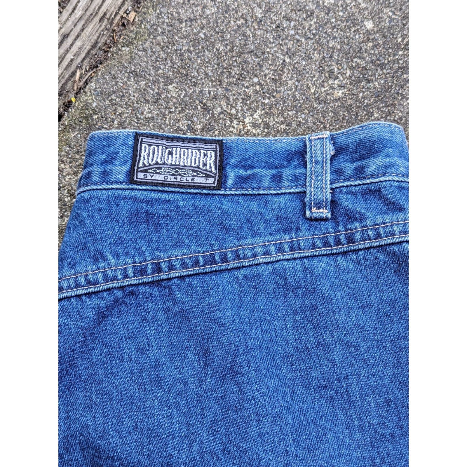 Denime VINTAGE Circle T Roughrider Jeans Denim 30" Inseam Women High Rise Studded Western 14 30" Blue Size 36" / US 14 / IT 50 - 6 Thumbnail