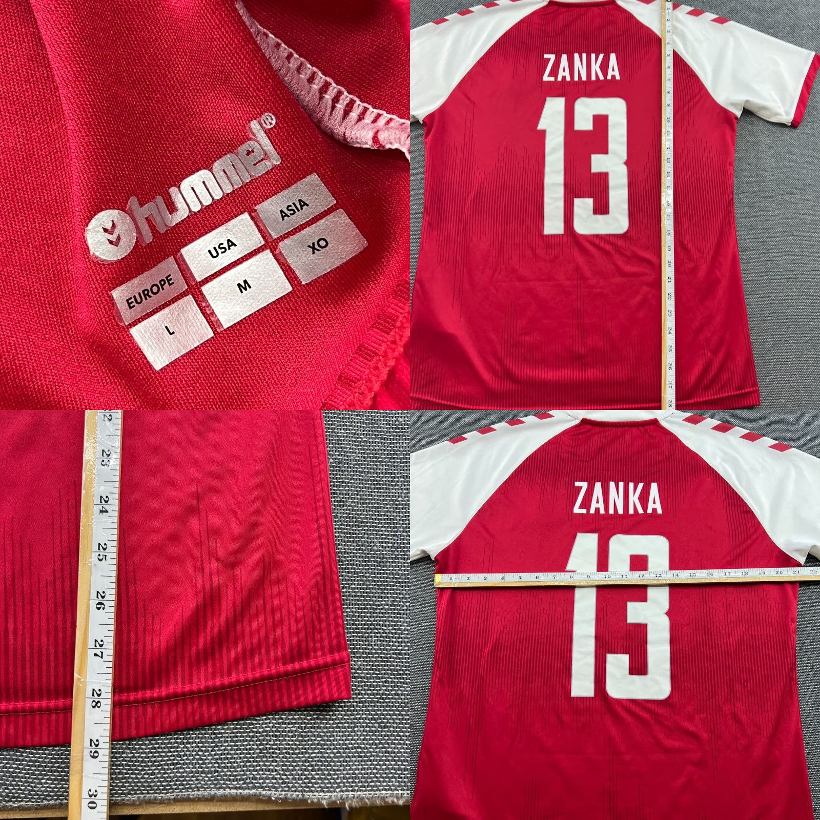 Hummel Denmark 2020 2021 Home Zanka #13 Football Jersey Mens Large Adult Hummel Shirt Size US L / EU 52-54 / 3 - 9 Thumbnail