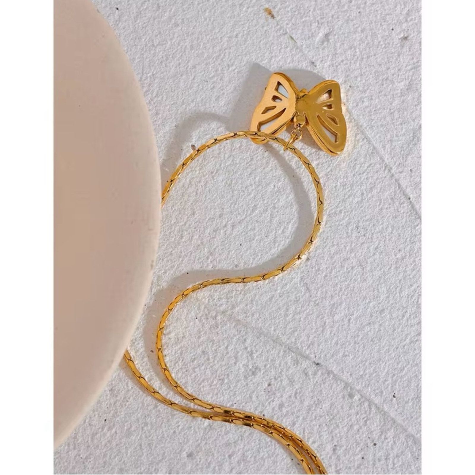 Other Delicate Stainless Steel Natural Butterfly Cast Necklace 17” Size ONE SIZE - 4 Thumbnail
