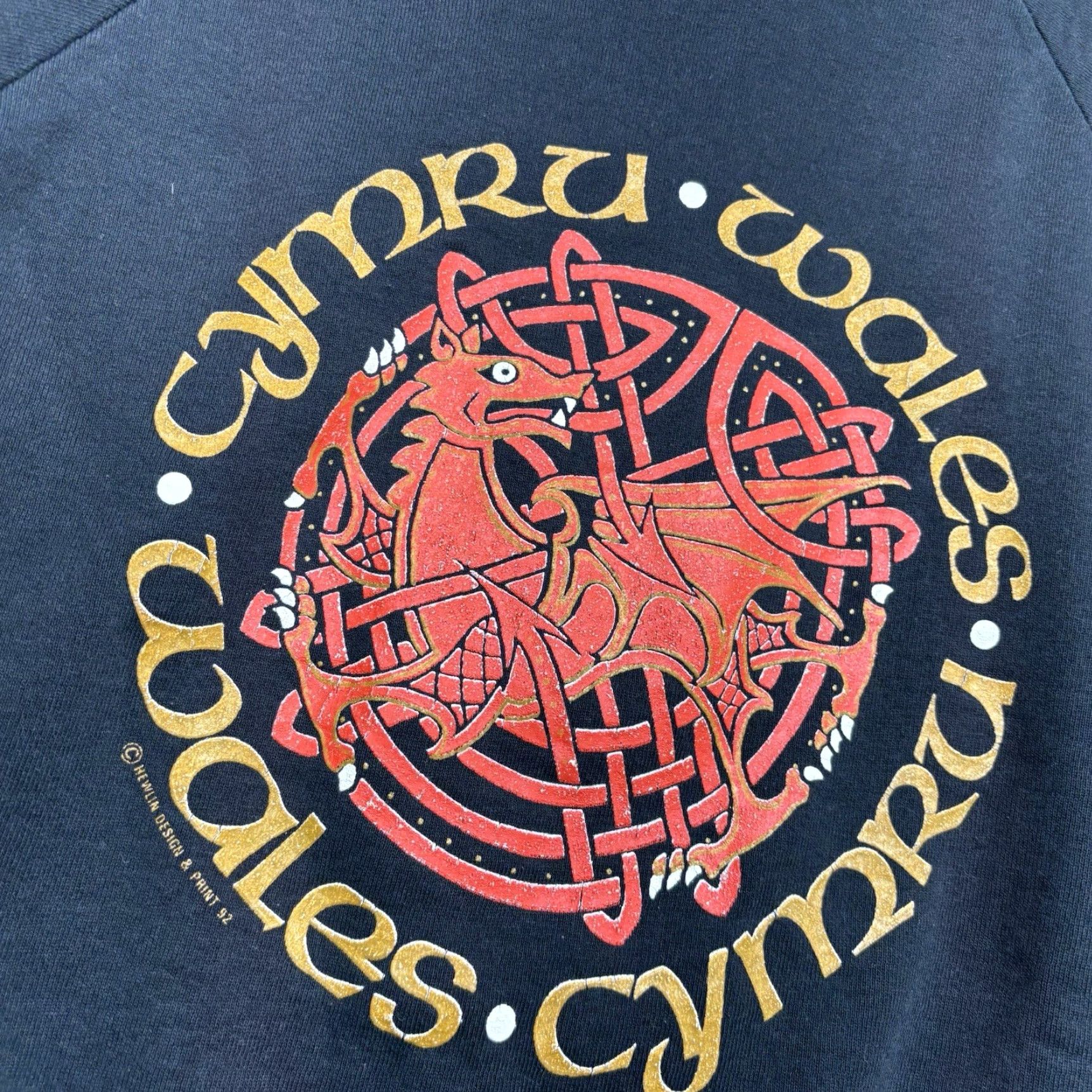 Lee VINTAGE Lee Wales Sweatshirt Mens Large Cymru Flag Johnson University Black 90s Size US L / EU 52-54 / 3 - 3 Thumbnail