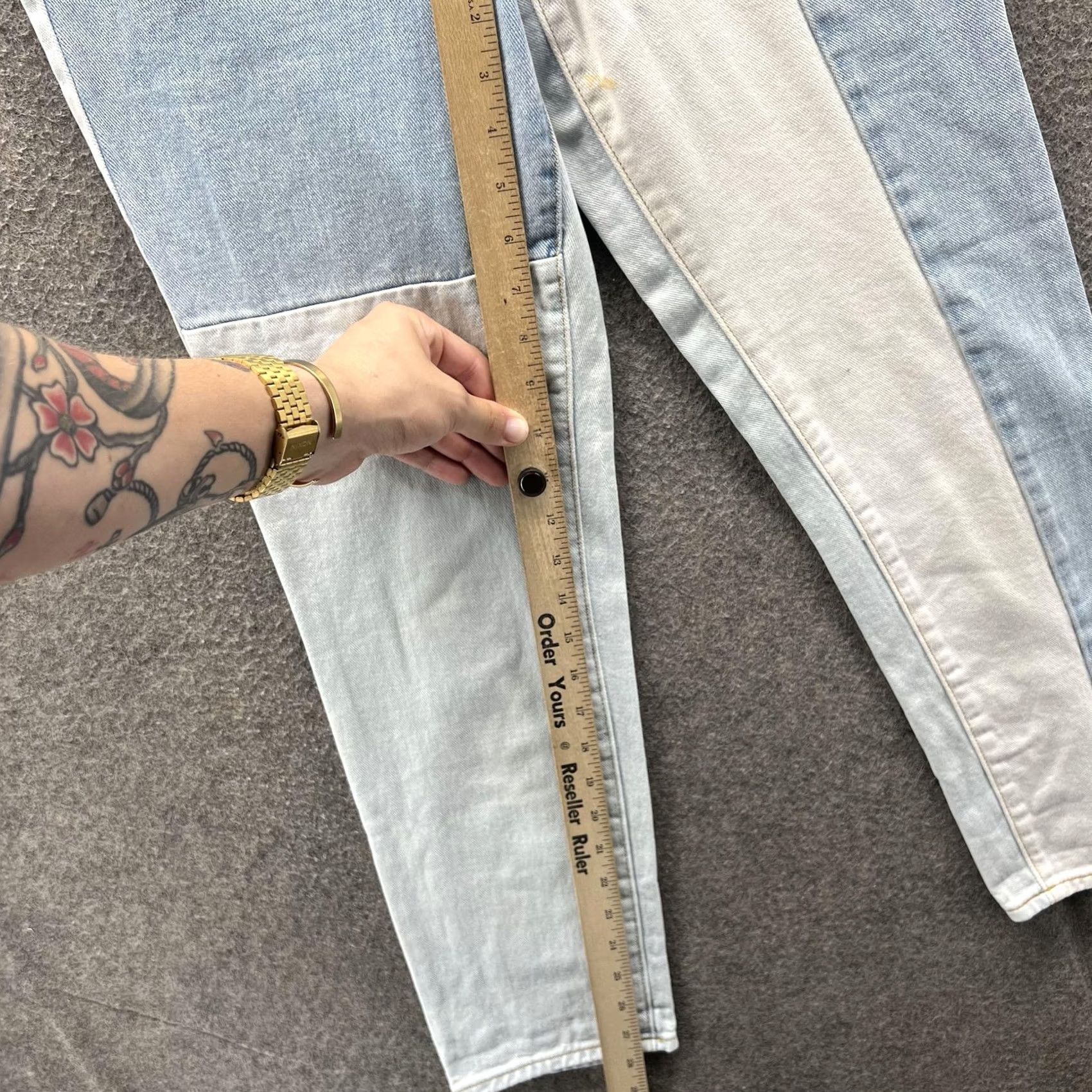 Pacsun PacSun Jeans Womens 24 Light Wash Patchwork Colorblock Mom High Rise Denim - Jeans - Womens - 24 - Light - Blue Size 42" / US 20 - 7 Thumbnail