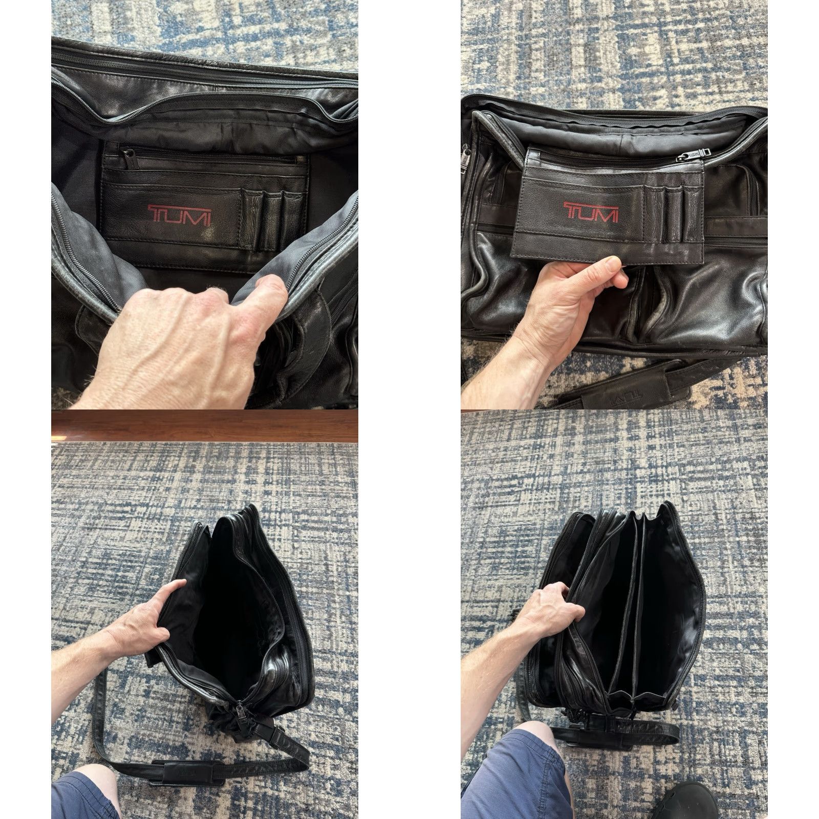 Tumi VINTAGE Tumi Alpha Briefcase Black Napa Leather 17x13x4 Men Large 90s Designer Patina Attaché Bag Size ONE SIZE - 10 Thumbnail