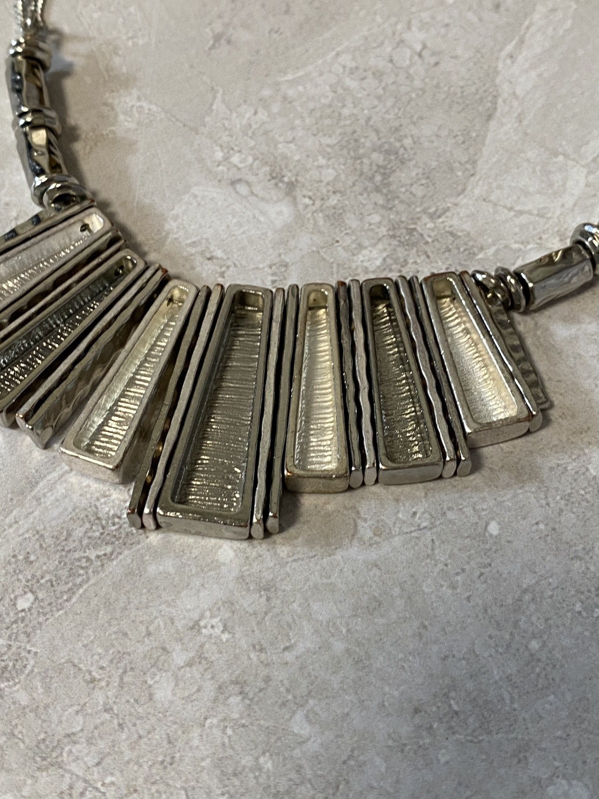 NEXT Next Silver Hammered Fringe Statement Necklace Size ONE SIZE - 7 Thumbnail