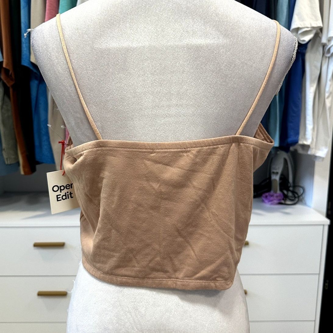 Other Open Edit Women's Crop Sleeveless Cami Beige Tan XL NWT Size XL / US 12-14 / IT 48-50 - 4 Thumbnail