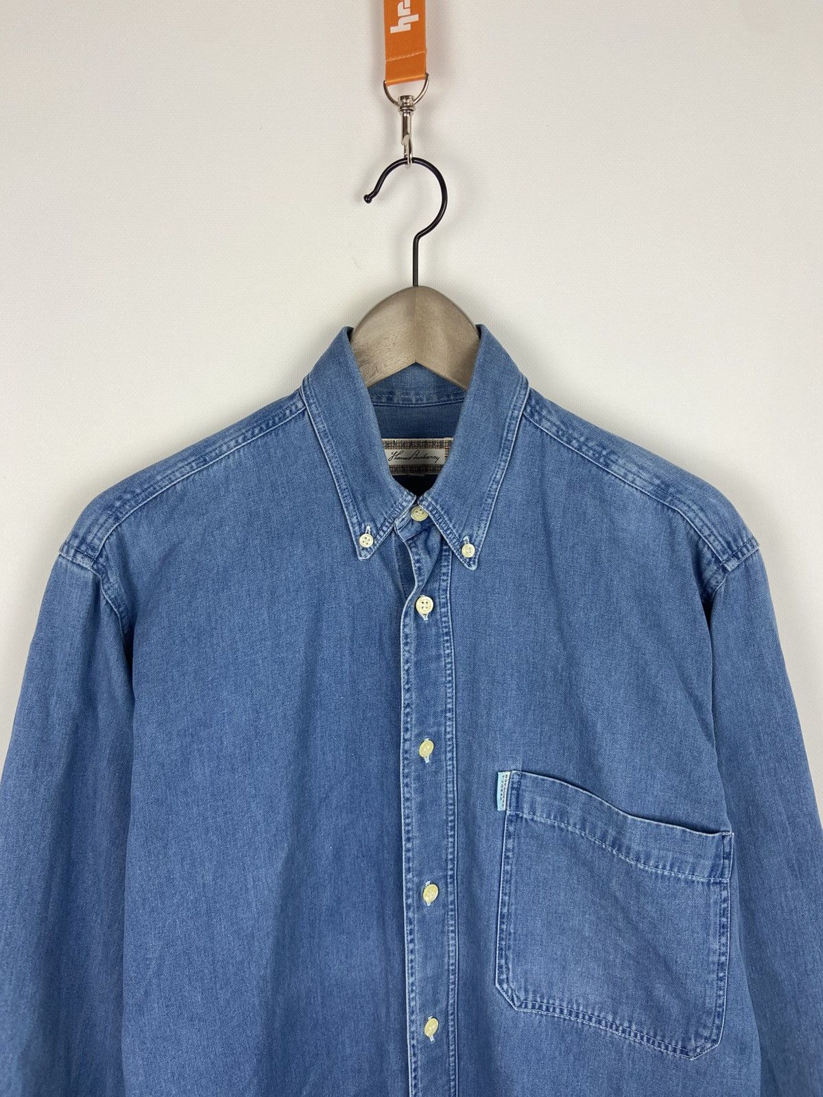 Burberry Vintage Thomas Burberry Denim Blue Men's Button-Up Shirt Size US S / EU 44-46 / 1 - 4 Thumbnail