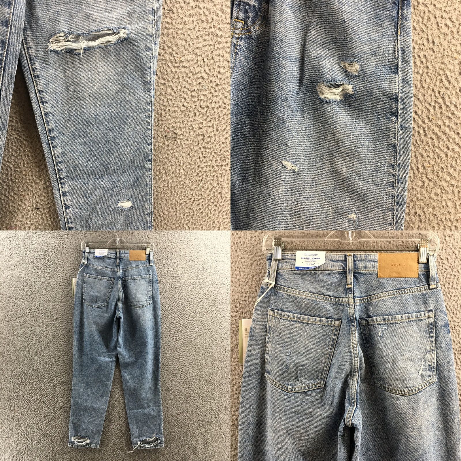 H&M H&M Womens Jeans Mom Distressed Blue High Rise Zip 4 Regular 26x26 Inseam 26 Denim 5-Pocket Size 27" / US 4 / IT 40 - 9 Thumbnail