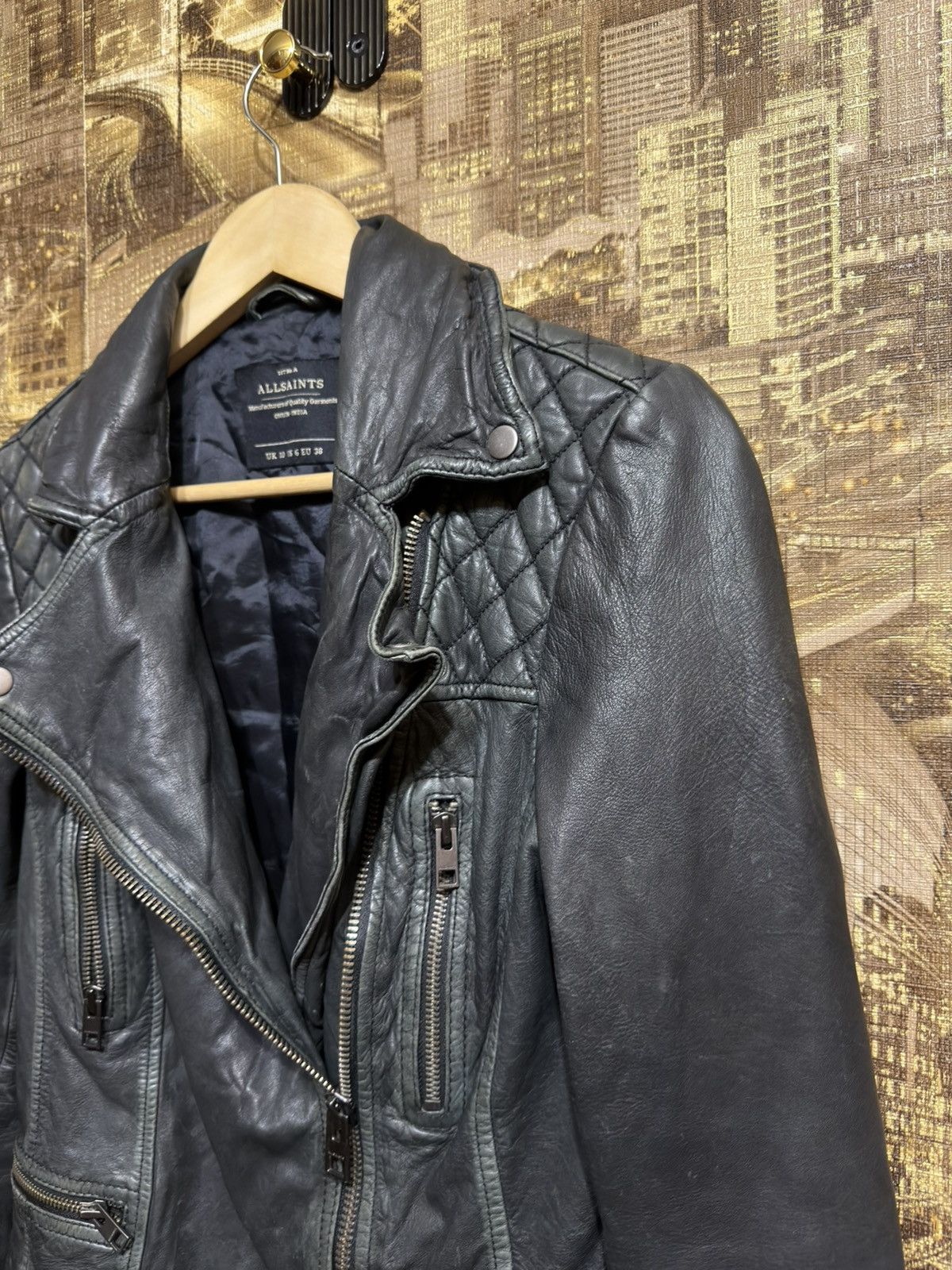 Allsaints ALL Saints Cargo Real Leather Biker Jacket UK10 US 6 EU 38 Size L / US 10 / IT 46 - 5 Thumbnail