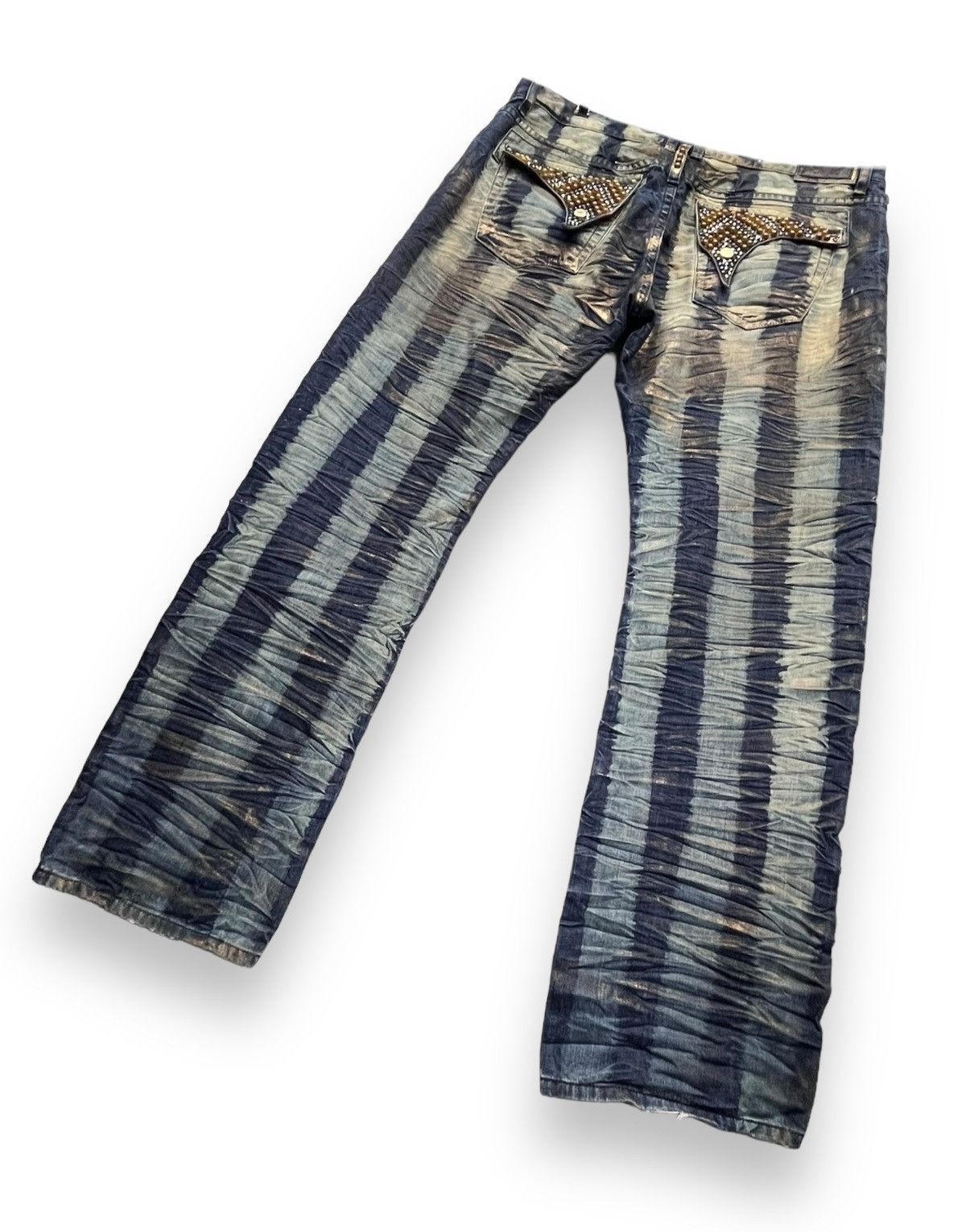 Asspizza × Robins Jeans 42”🔥RARE ROBIN’S JEANS FYE DESIGN Long Flap Studded Striped Size US 42 / EU 58 - 4 Thumbnail