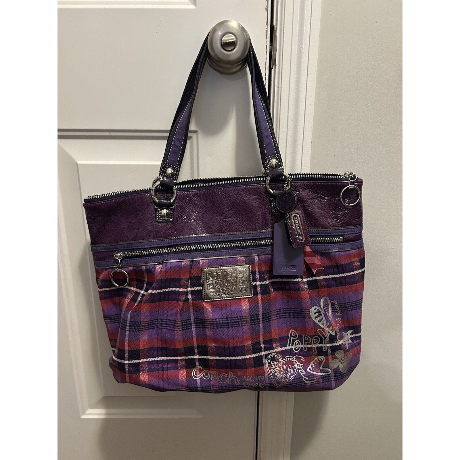 Coach COACH Tote Bag Poppy Check Canvas PUP Check Size ONE SIZE - 1 Thumbnail