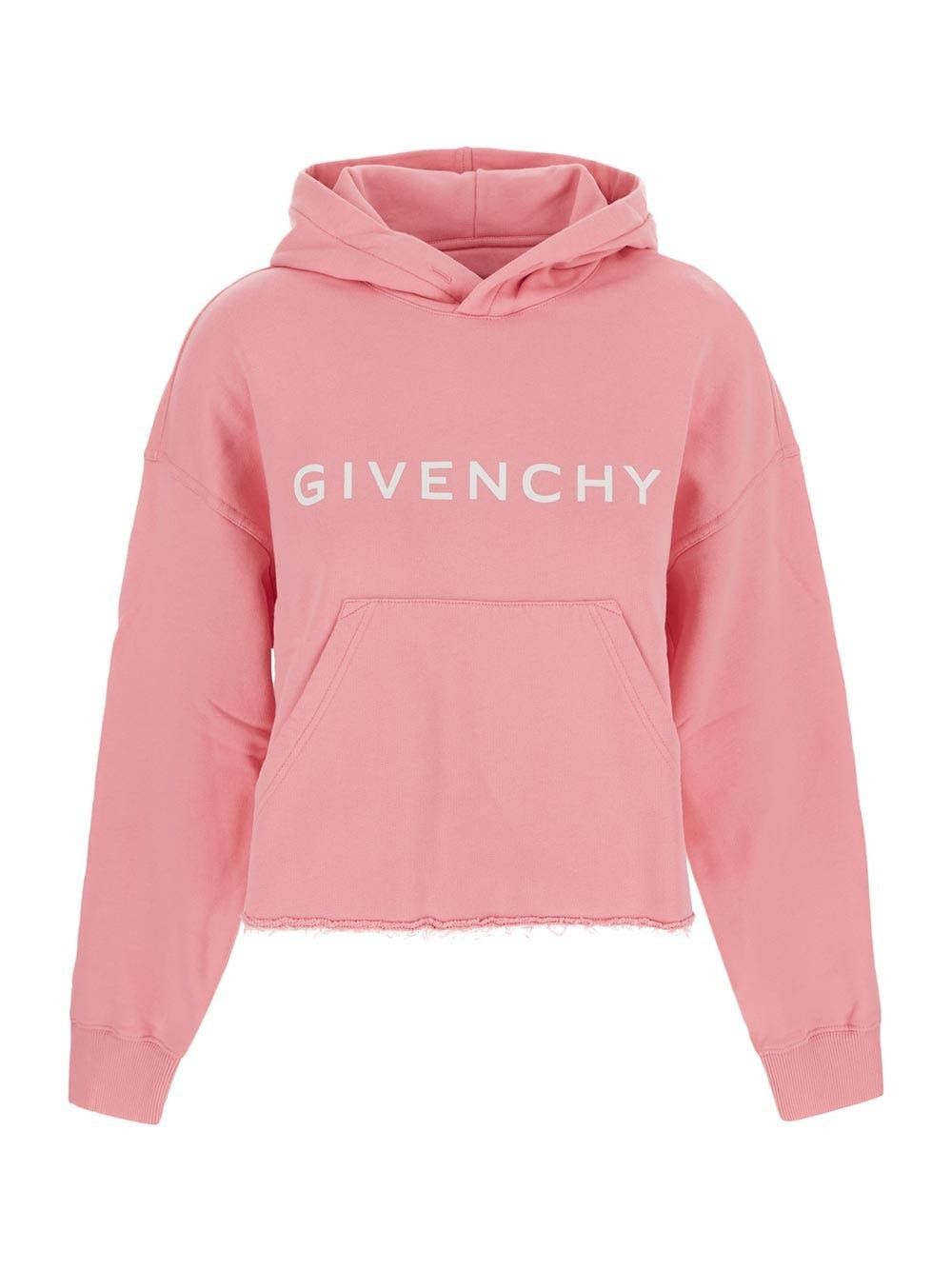 Givenchy o1srvl11e0326 Cropped Logo Hoodie in Pink Size L / US 10 / IT 46 - 1 Thumbnail