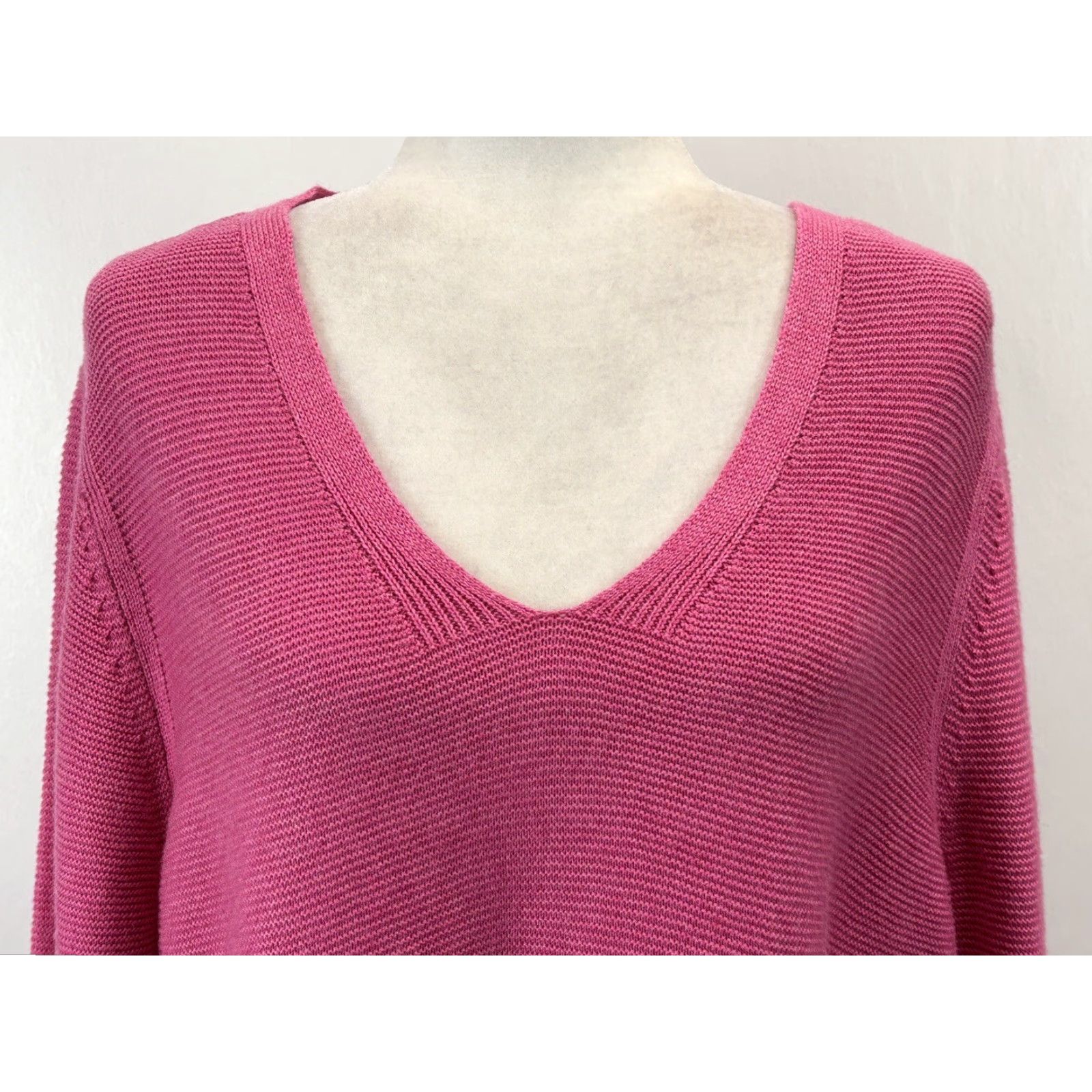 Talbots Talbots Knit V-Neck Sweater - 3X-P Plus Petite Women - Pink - Pullover Knit Top - Solid Cotton Blend - Long Sleeve - Womens Pullover Sweater Size XXL / US 16-18 / IT 52-54 - 5 Thumbnail