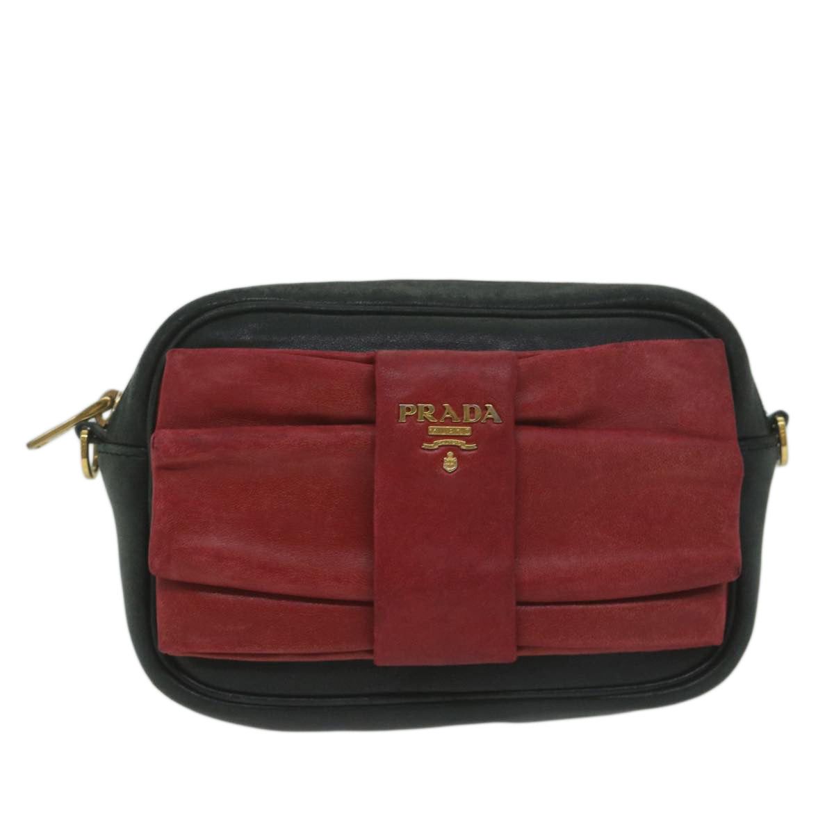 image of Prada Ribbon Clutch Bag in Red, Women's