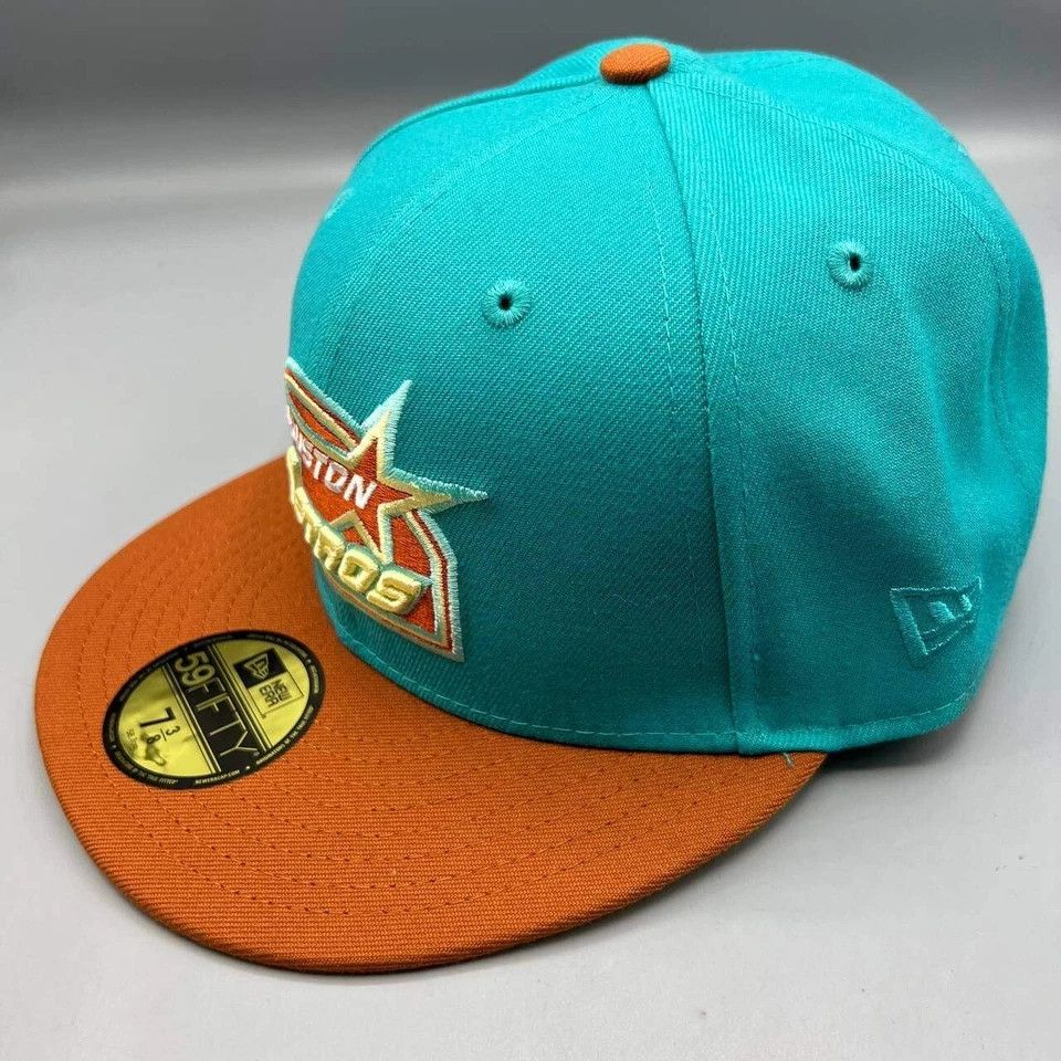 New Era Houston Astros Hat Men 7 3/8 59Fifty New Era MLB Fitted Cap Size ONE SIZE - 3 Thumbnail