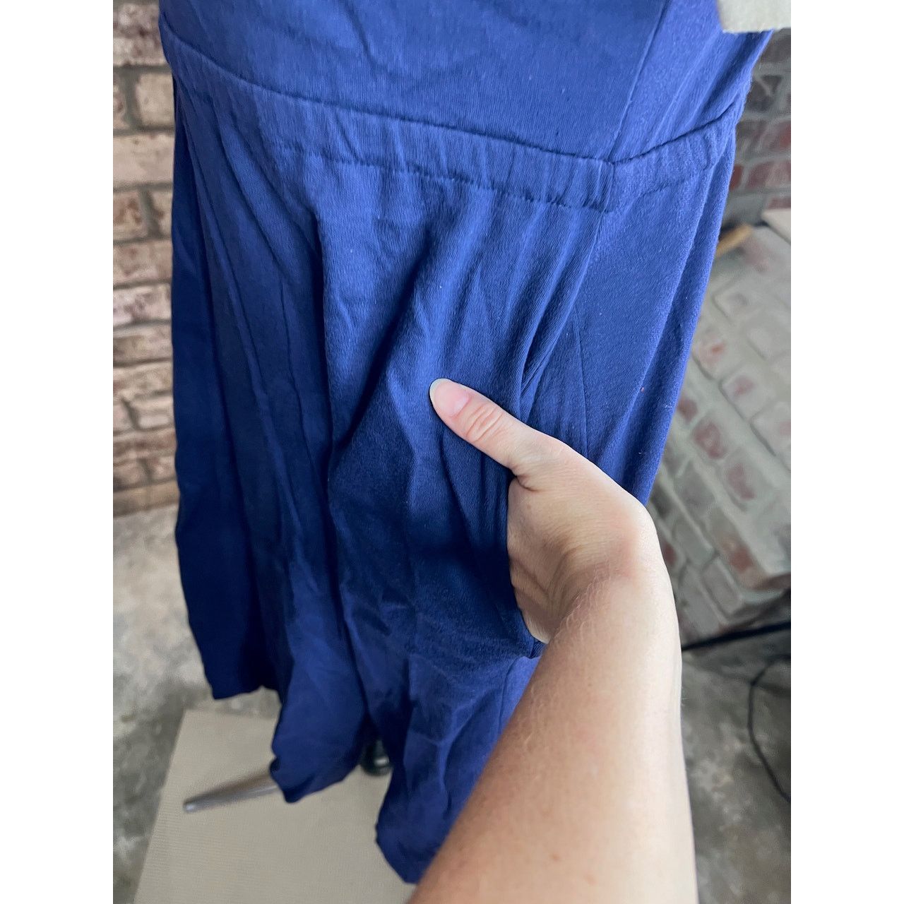 Vintage dress knit swing skirt pockets navy blue white casual Size M / US 6-8 / IT 42-44 - 5 Thumbnail