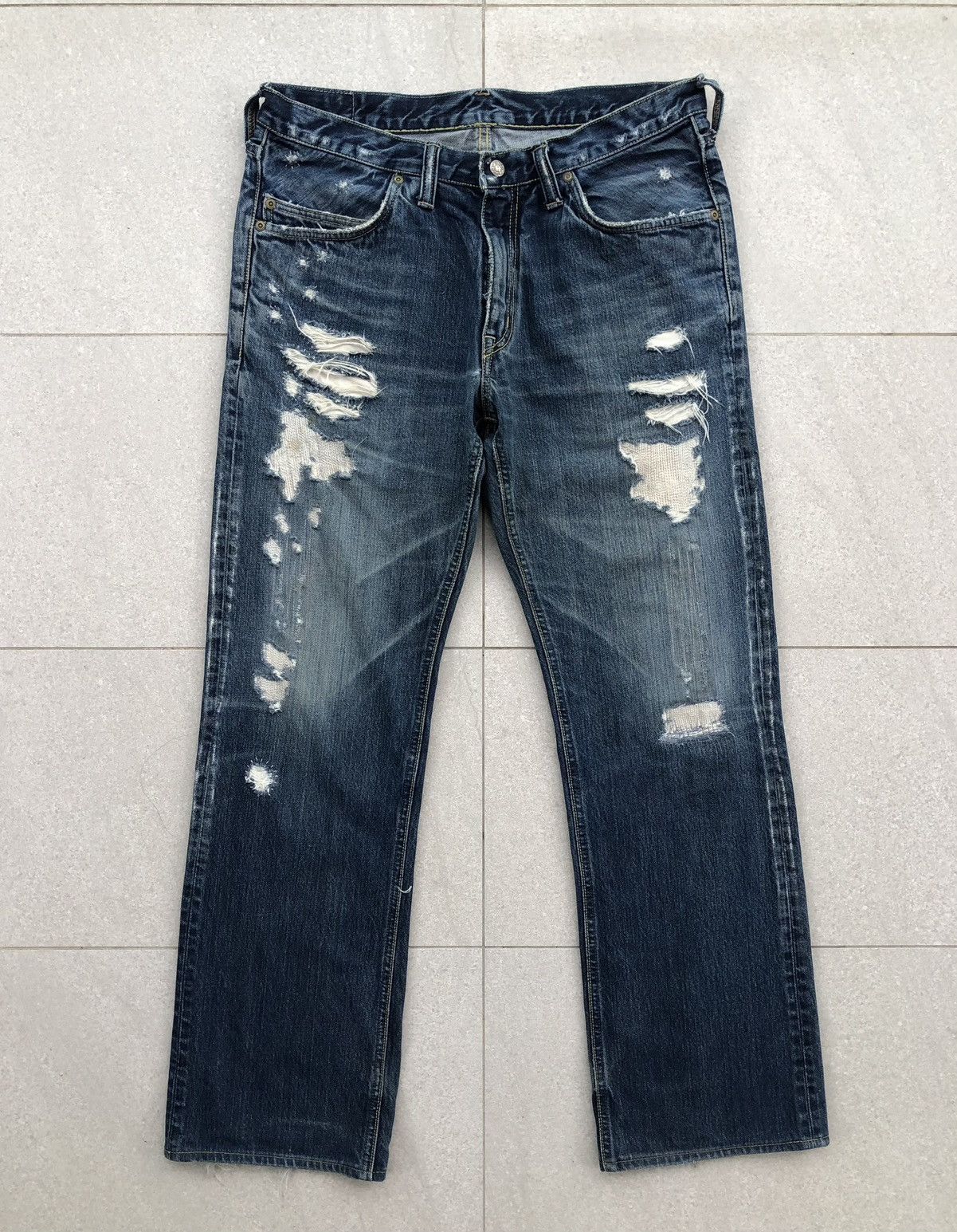 Blue Blue Japan Vintage blue blue japan denim Distressed Jeans Size US 33 - 11 Thumbnail