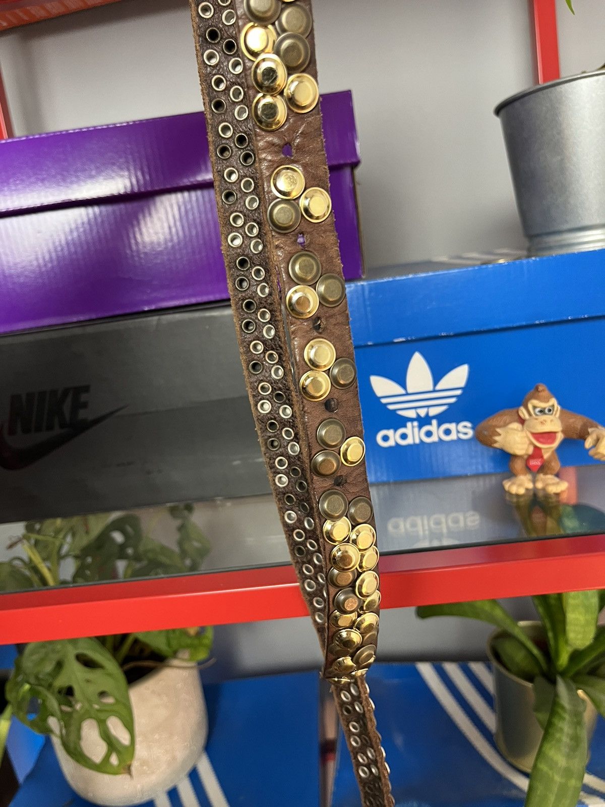 Vintage Vintage y2k studded thin leather belt bb Simon style Size ONE SIZE - 5 Thumbnail
