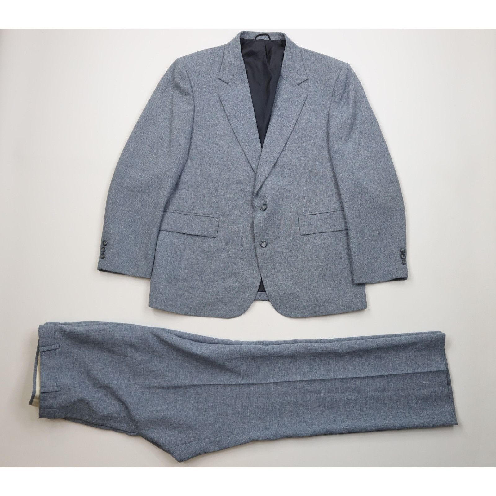 Vintage Vintage 70s Streetwear 2 Piece Chambray Knit Suit Size 44S - 1 Thumbnail