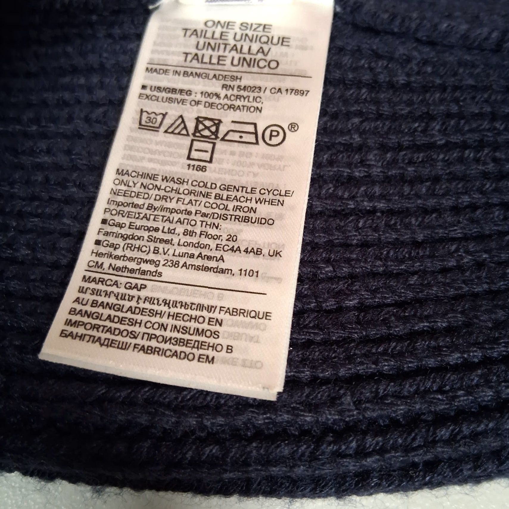 Gap GAP Hat Navy Blue Knit Beanie Acrylic Unisex Adult One Size Size ONE SIZE - 5 Thumbnail