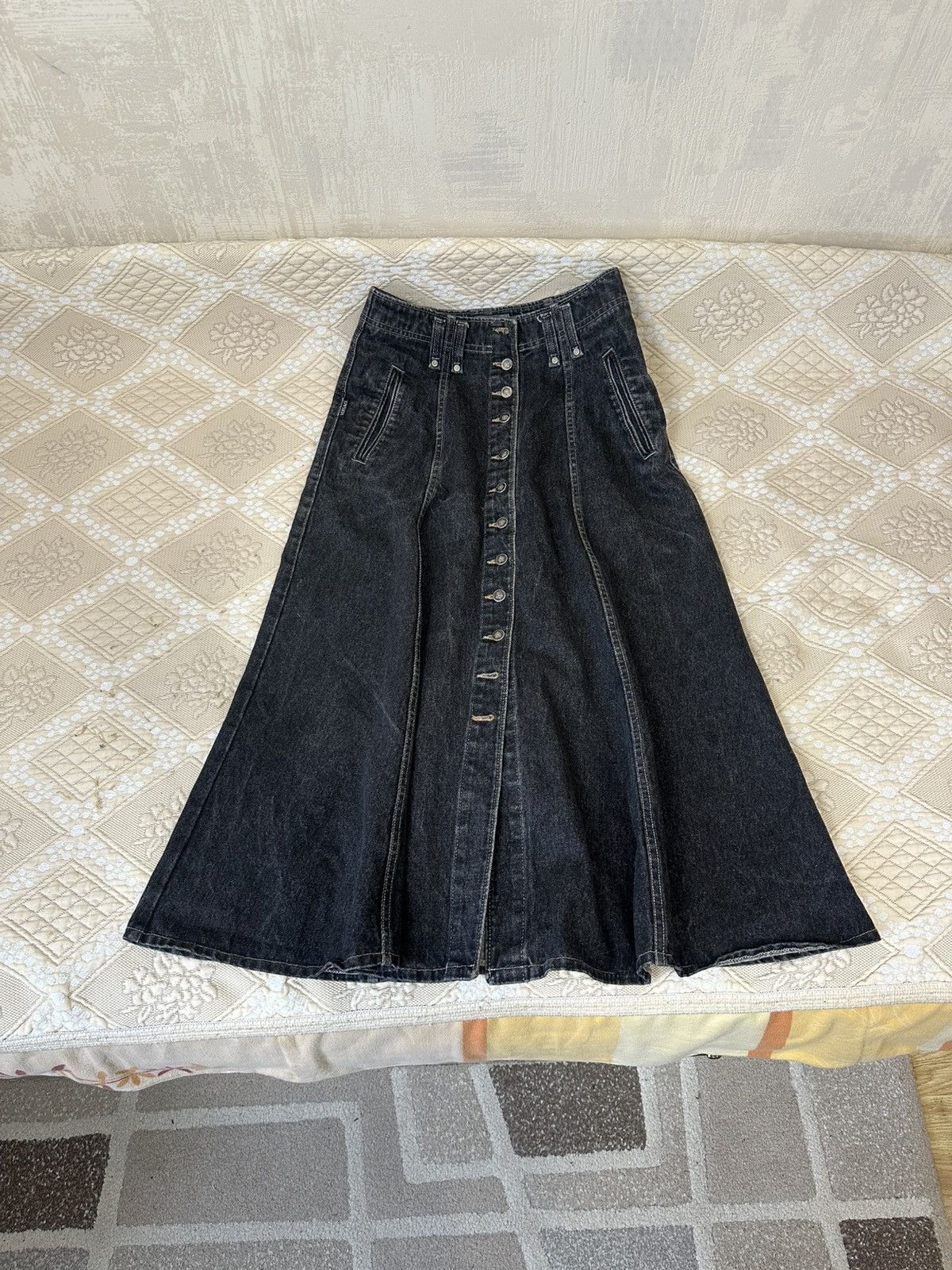 Versace Jeans Couture 🔥 Versace Jeans Couture RARE Maxi Denim Skirt Heavy Cotton Size 33" - 1 Thumbnail