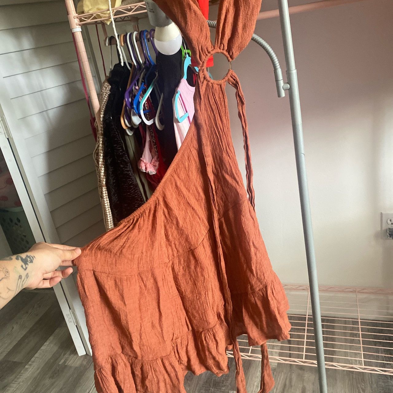 Fashion Nova Open Back Orange FashionNova Dress Size S / US 4 / IT 40 - 2 Thumbnail