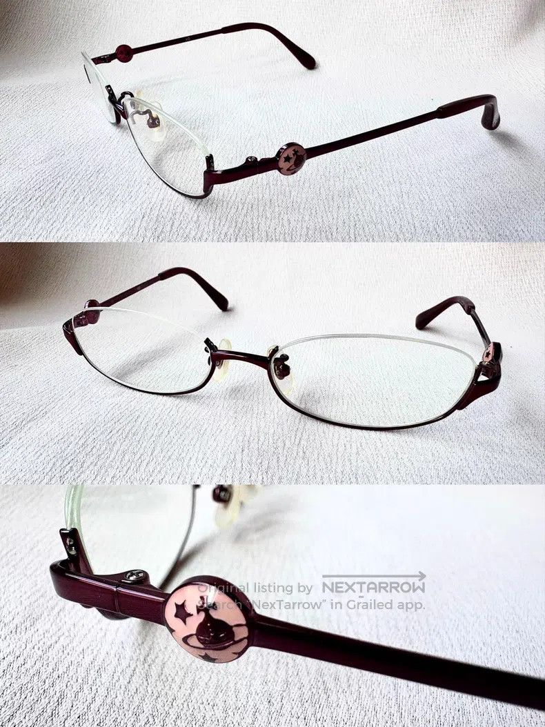 Vivienne Westwood Vivienne Westwood Burgundy Semi-Frame Saturn Glasses Size ONE SIZE - 1 Thumbnail