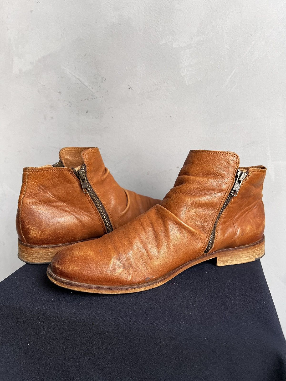 Other Orange Leather Ankle Boots Side guidi style Vintage Look Size US 9 / EU 42 - 9 Thumbnail