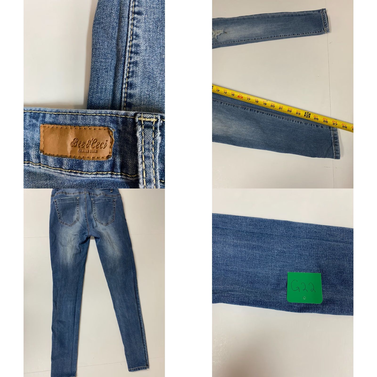 Vintage Bee Ceci Jeans women’s 8 blue skinny distressed floral Size 30" / US 8 / IT 44 - 8 Thumbnail