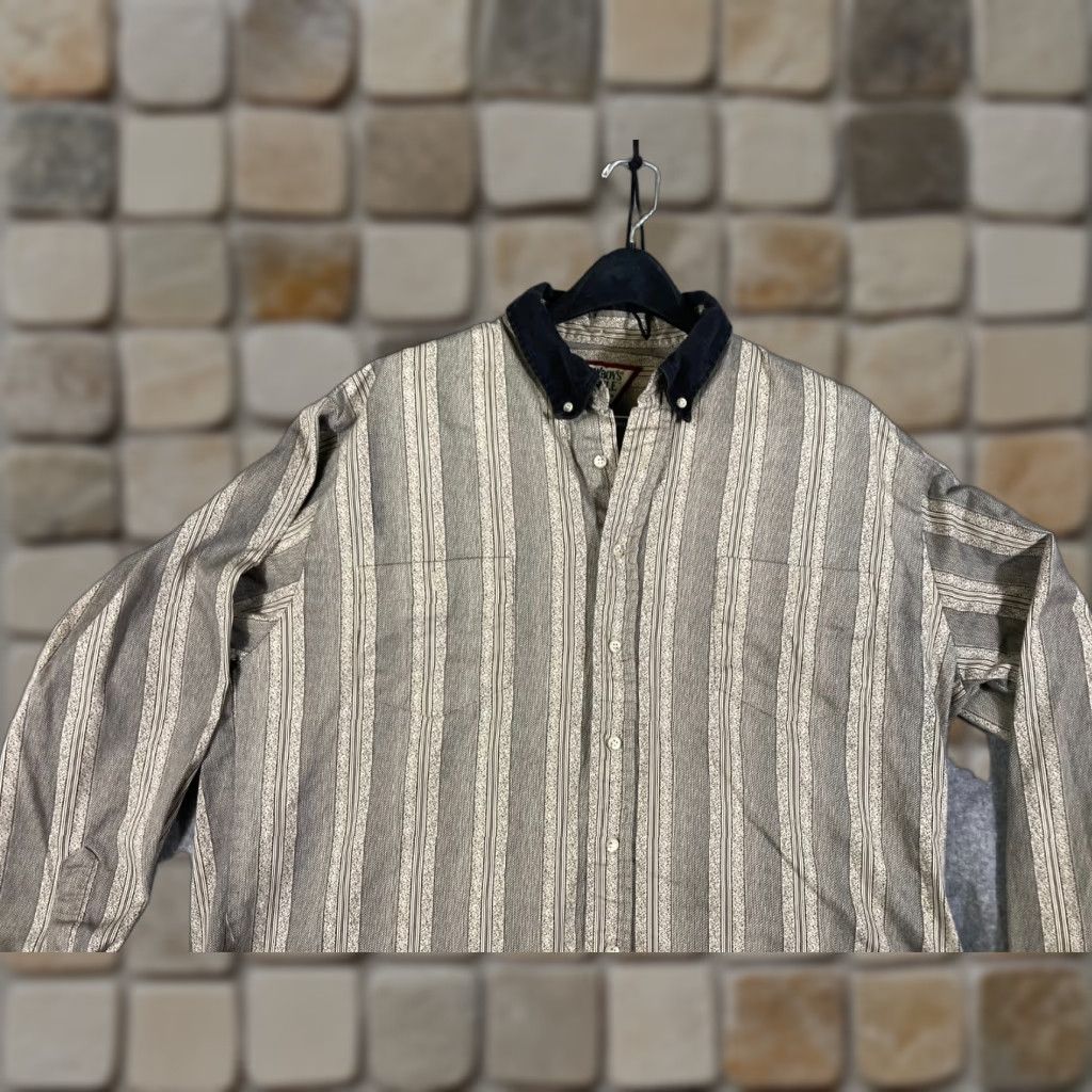 Vintage VINTAGE Cowboy Turtle Western Shirt Men XL Beige Black Striped Button-Up Long Sleeve Size US XL / EU 56 / 4 - 1 Thumbnail