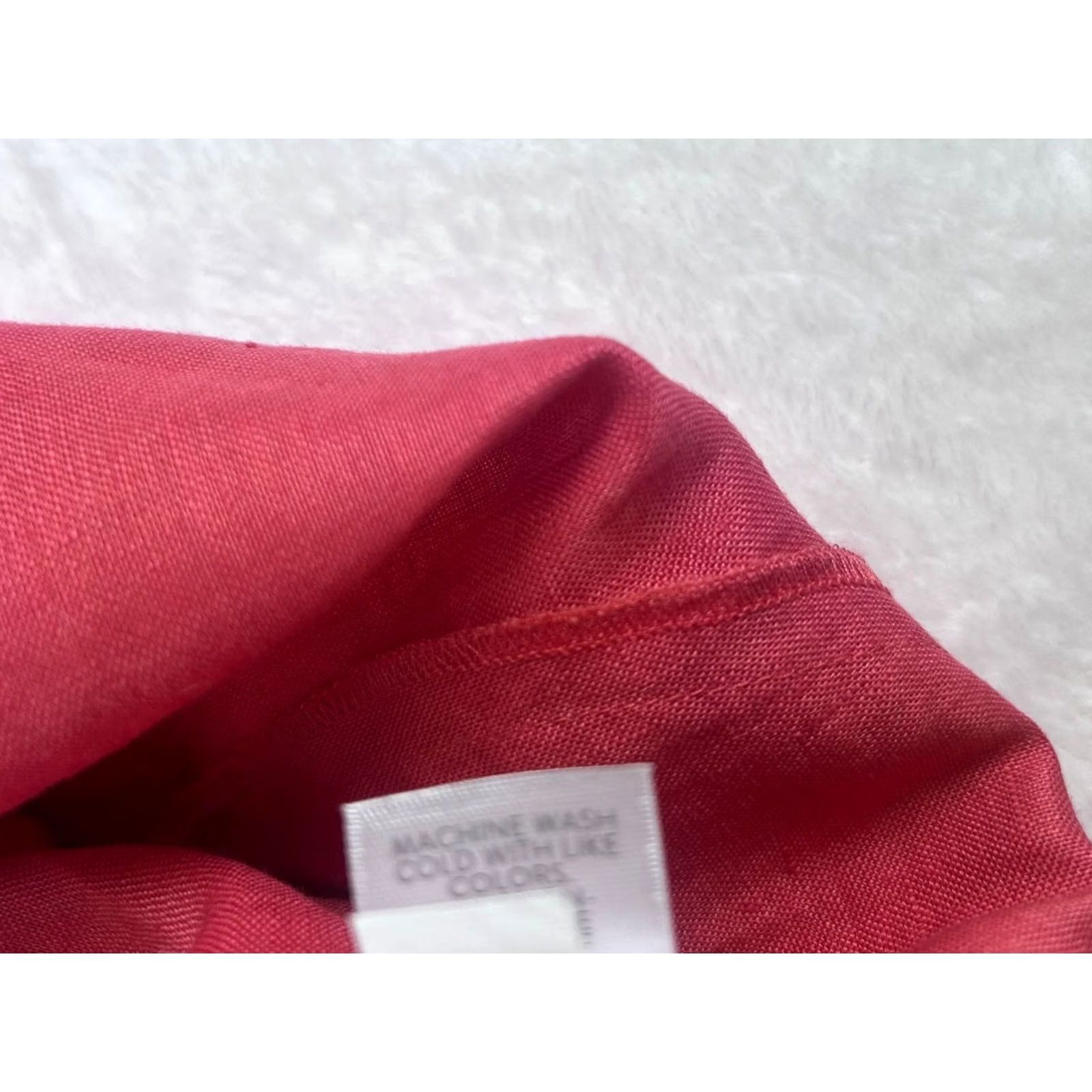 J. Jill J. Jill Love Linen Womens Button-Front Long Sleeve Tunic Top Medium Red Casual Size M / US 6-8 / IT 42-44 - 4 Thumbnail