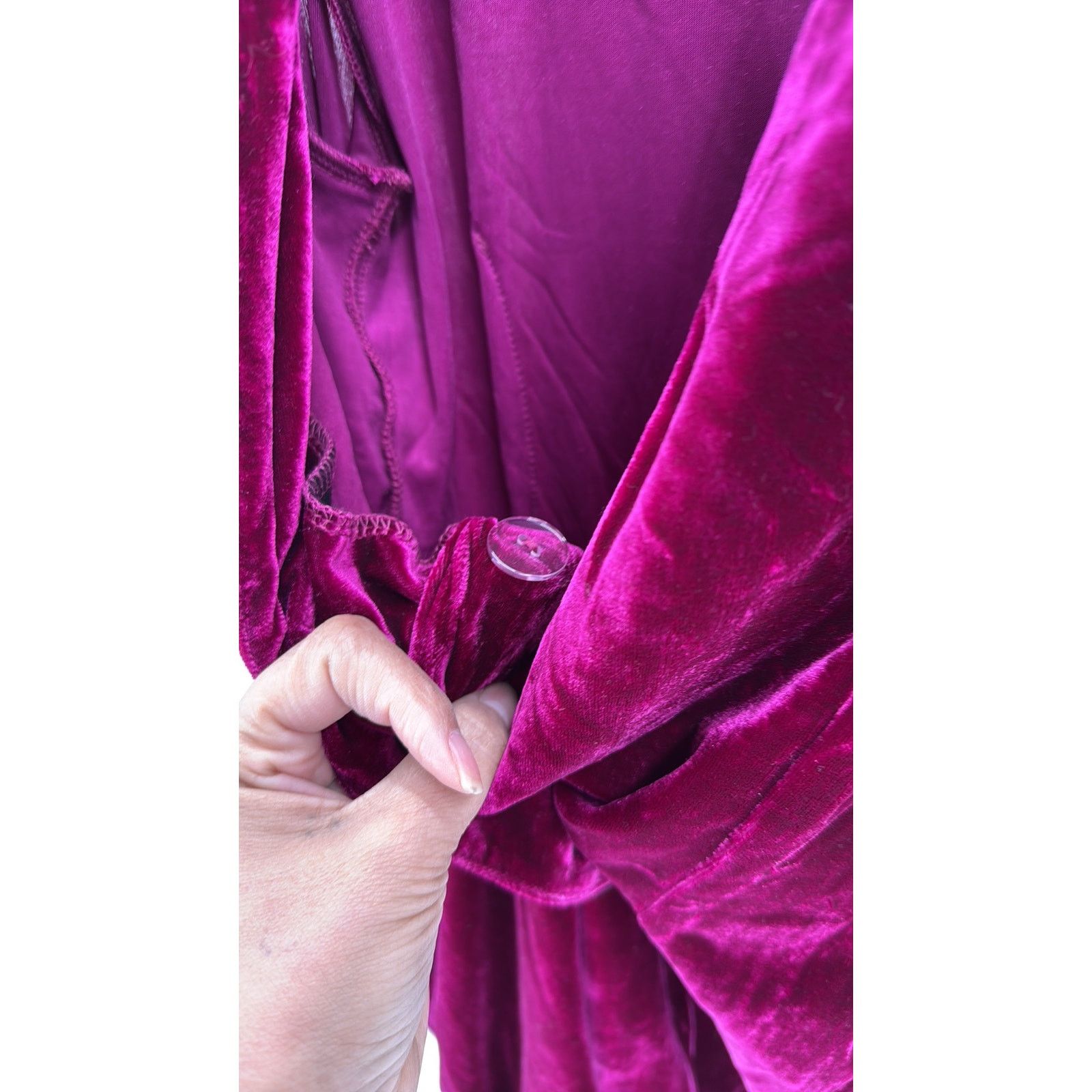 Boohoo Boohoo Deep Pink velvet button bodycon sz S western holiday Size S / US 4 / IT 40 - 8 Thumbnail