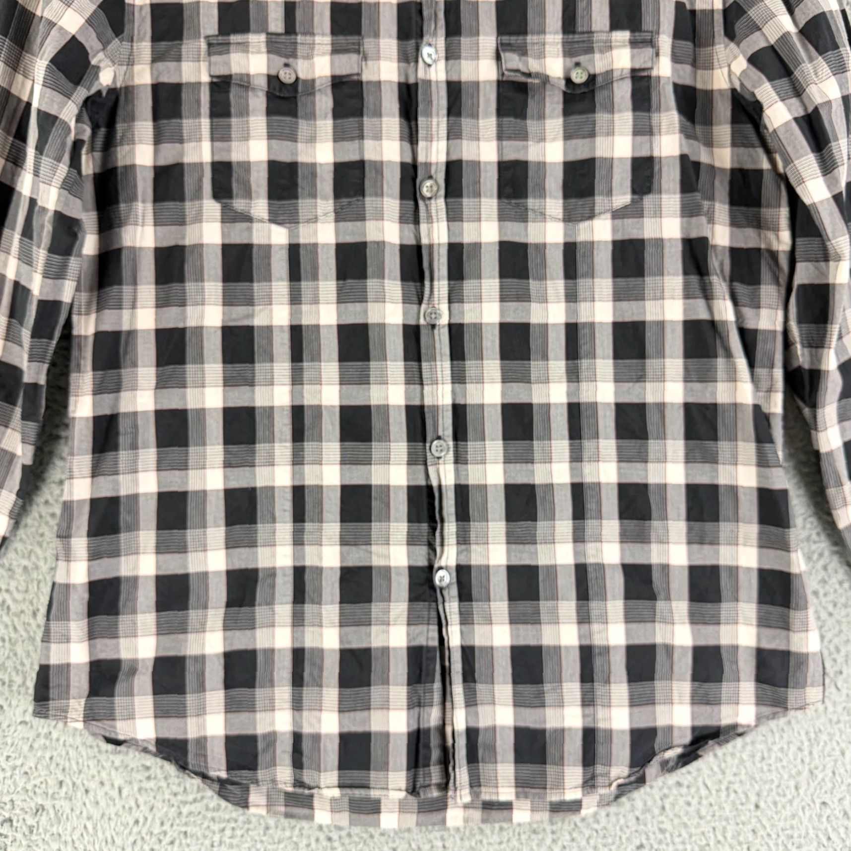 John Varvatos John Varvatos Button-Up Shirt Mens Large Black Plaid Long Sleeve 100% Cotton Size US L / EU 52-54 / 3 - 4 Thumbnail