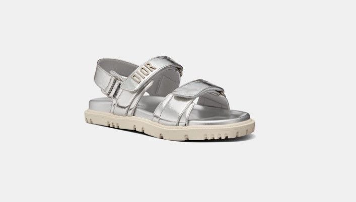 Dior o1w1db11124 Metallic Calfskin Dioract Sandals in Silver Size US 8 / IT 38 - 2 Thumbnail