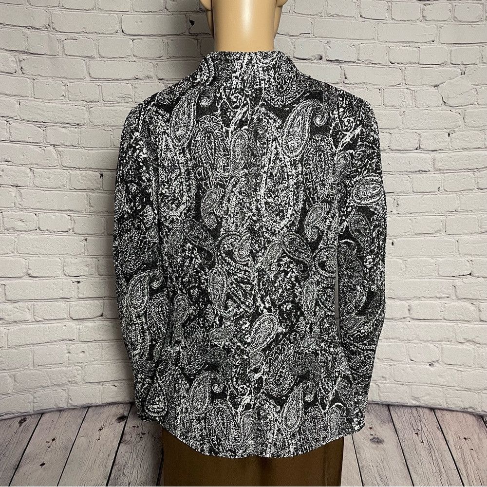 Chicos Chico's Travelers Paisley Black White Crinkle Blazer Jacket Size S / US 4 / IT 40 - 4 Thumbnail