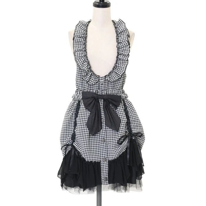 Japanese Brand ALGONQUINS Checkered halter jumper mini dress ➕ Size ONE SIZE - 1 Thumbnail