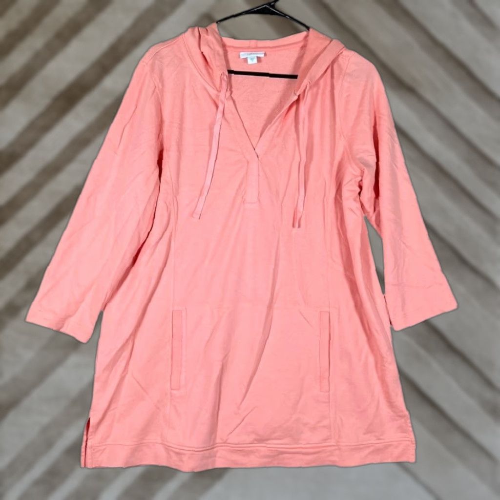 J. Jill J Jill Fit Womens Sweatshirt Long Tunic 3/4 Sleeve Pink V Neck Modal Blend M Size M / US 6-8 / IT 42-44 - 1 Thumbnail