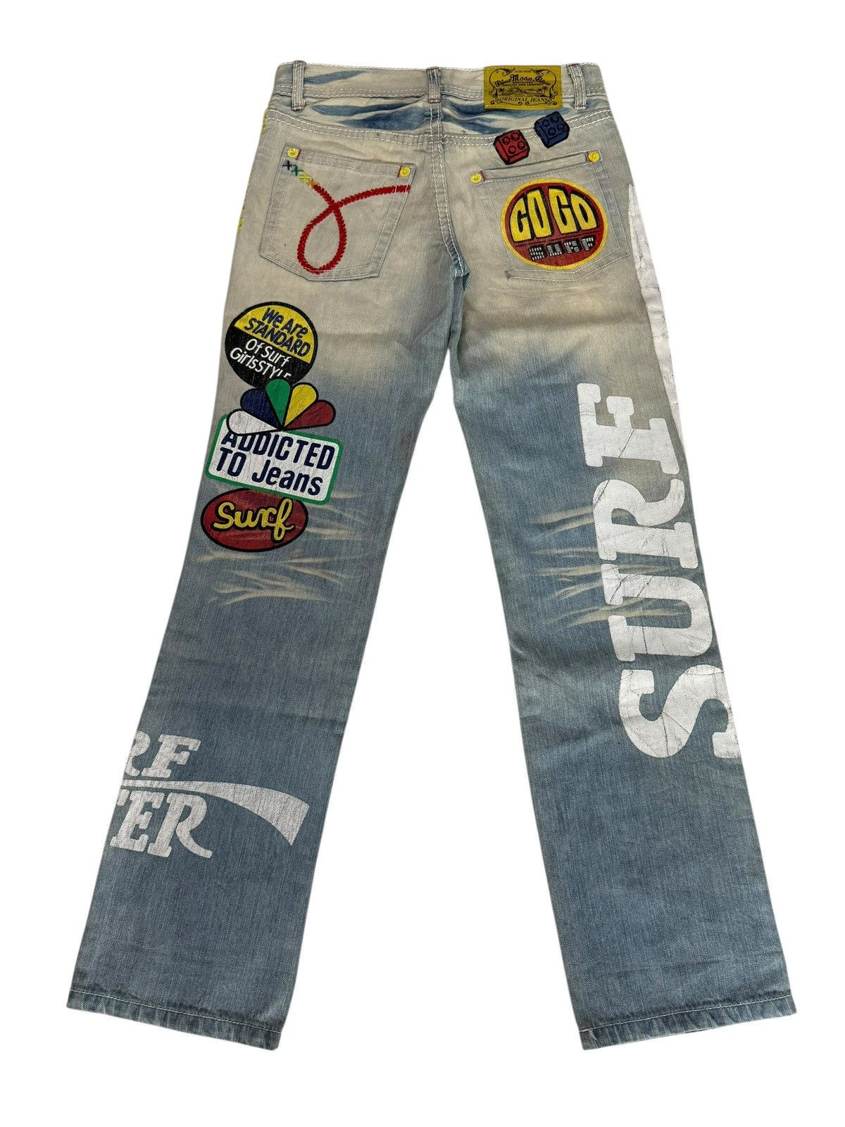 Japanese Brand Y2K Blue Moon Blue Denim Jeans Design Art Hippie Style Size US 28 / EU 44 - 18 Thumbnail