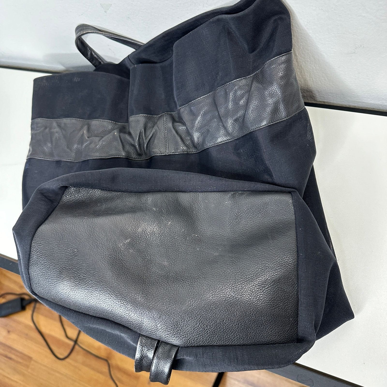Other Large Black Canvas & Patent Leather Tote Bag Backpack Size ONE SIZE - 9 Thumbnail