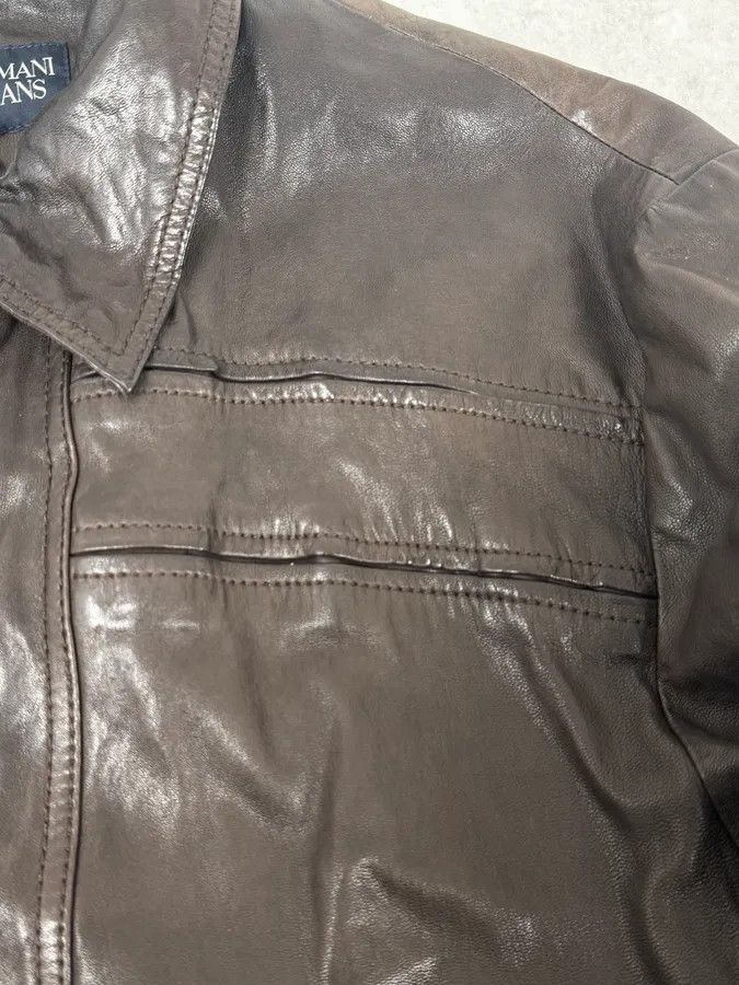 Armani 2000s Armani Dark Brown Leather Jacket Size US L / EU 52-54 / 3 - 8 Thumbnail