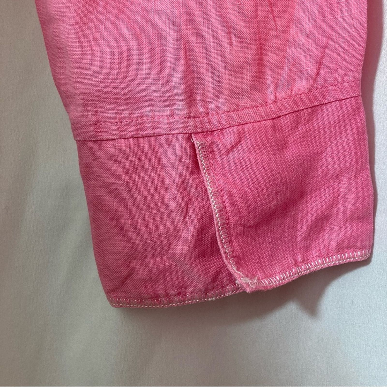 Other Acrobat Pink Linen Open Collar Button Up Blouse Shirt Top Size M / US 6-8 / IT 42-44 - 6 Thumbnail