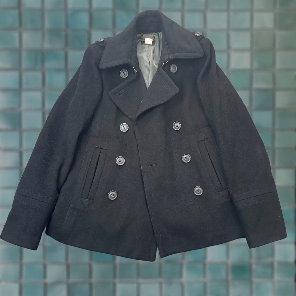 J.Crew VINTAGE J.CREW Coat Wool Pea Coat Womens M Black Lined Pockets Thinsulate Button Short 90s Classic Preppy Size M / US 6-8 / IT 42-44 - 1 Thumbnail