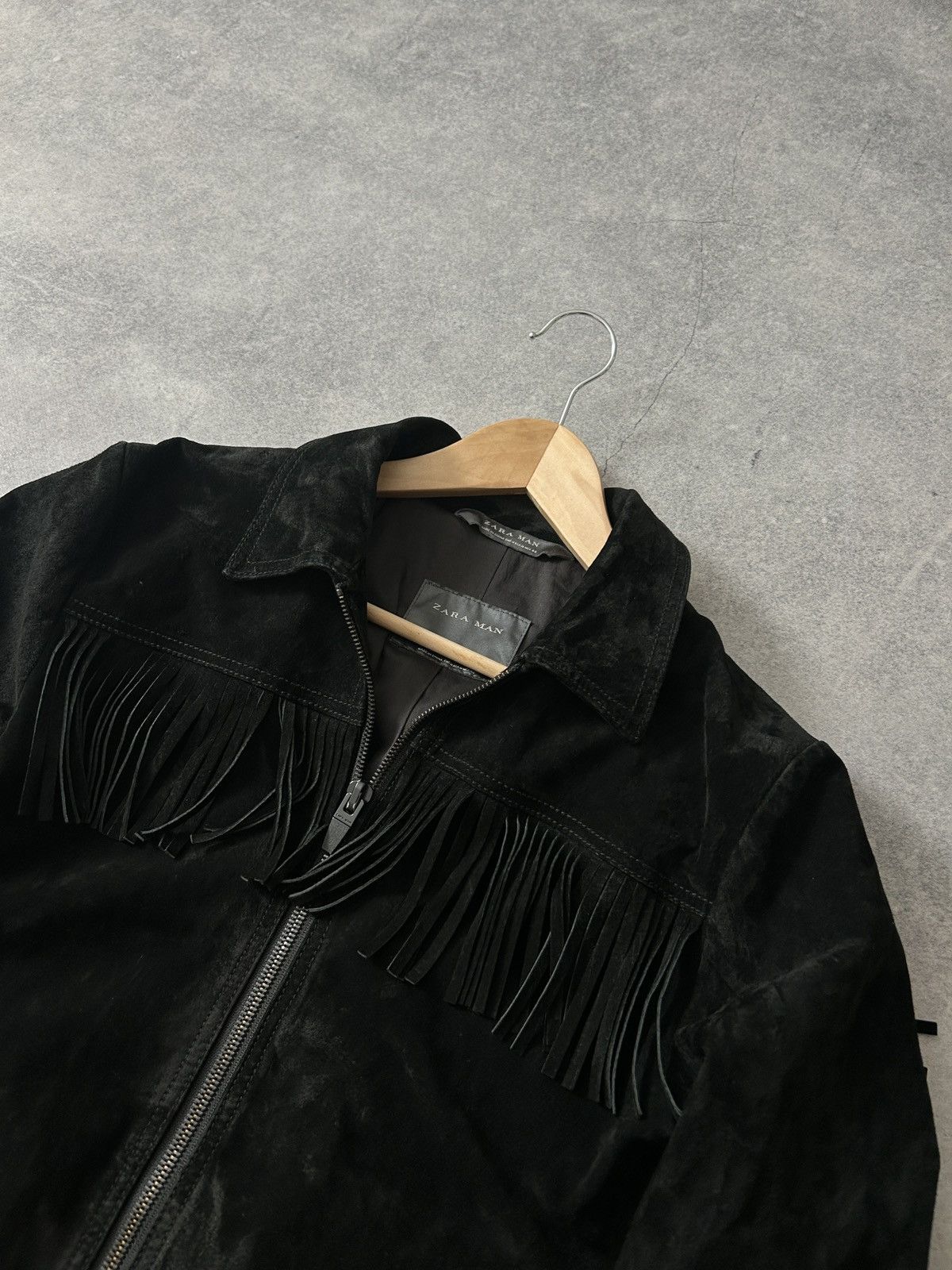 Zara Zara Velour Genuine Leather cow boys jacket mens black Size US M / EU 48-50 / 2 - 3 Thumbnail
