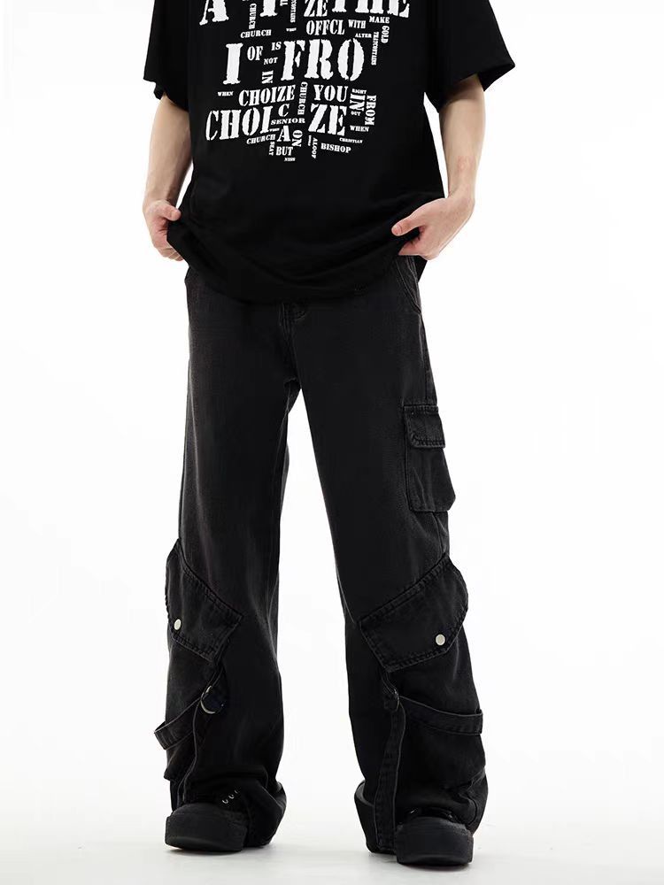 Japanese Brand × Jean Street hip-hop leg bandage design loose jeans Size US 32 / EU 48 - 1 Thumbnail