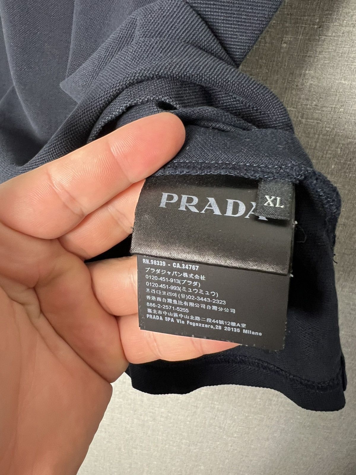 Prada Prada Milano Black Tab Logo Men’s Polo T - Shirt Dark Navy Size US L / EU 52-54 / 3 - 15 Thumbnail