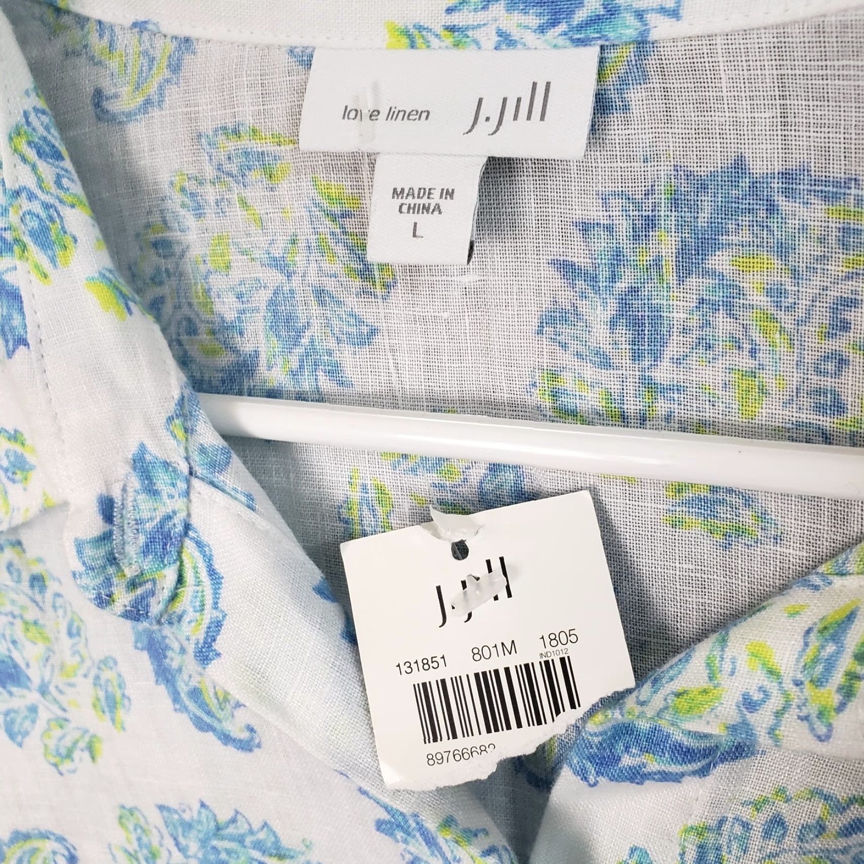 J. Jill J. Jill Love Linen Button-Front Shirt Womens Large White Long Sleeve Shirt Size L / US 10 / IT 46 - 6 Thumbnail