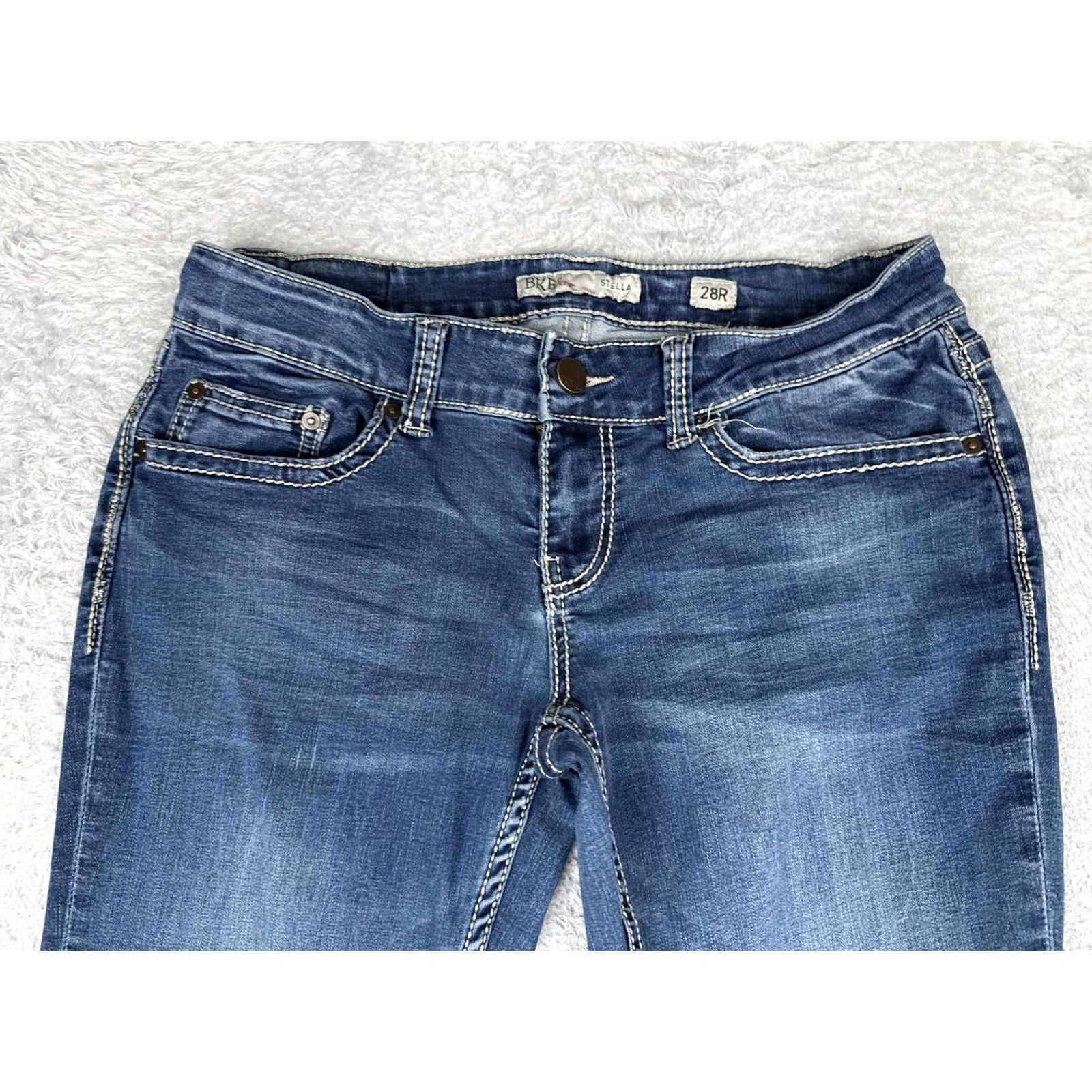 BKE BKE Stella Bootcut Jeans Womens 28R Blue Medium Wash Distressed 28x30 Size 28" / US 6 / IT 42 - 4 Thumbnail