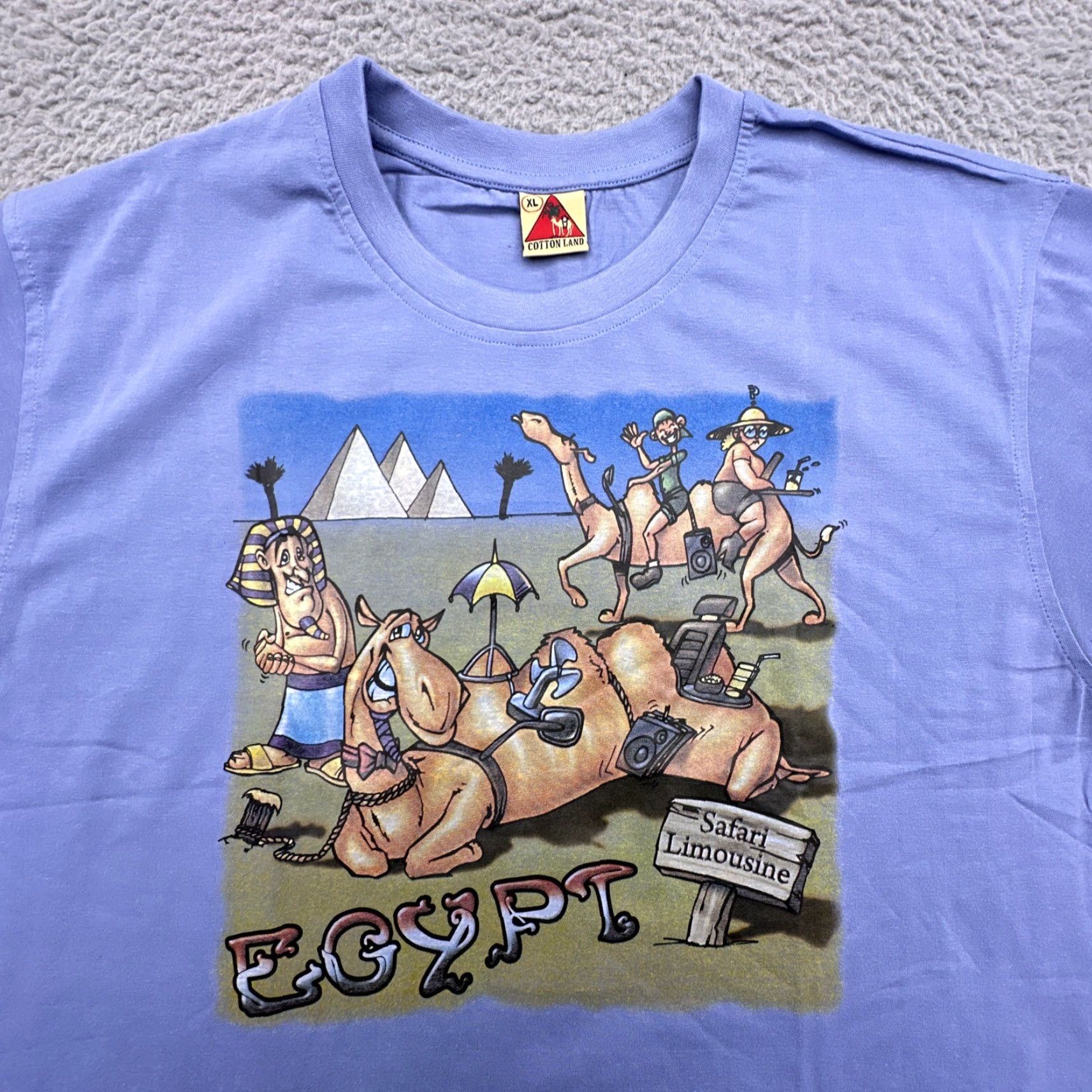 Vintage VINTAGE Cotton Land T-Shirt Mens XL Blue 100% Cotton Tourist Print Crew Neck Short Sleeve Size US XL / EU 56 / 4 - 7 Thumbnail
