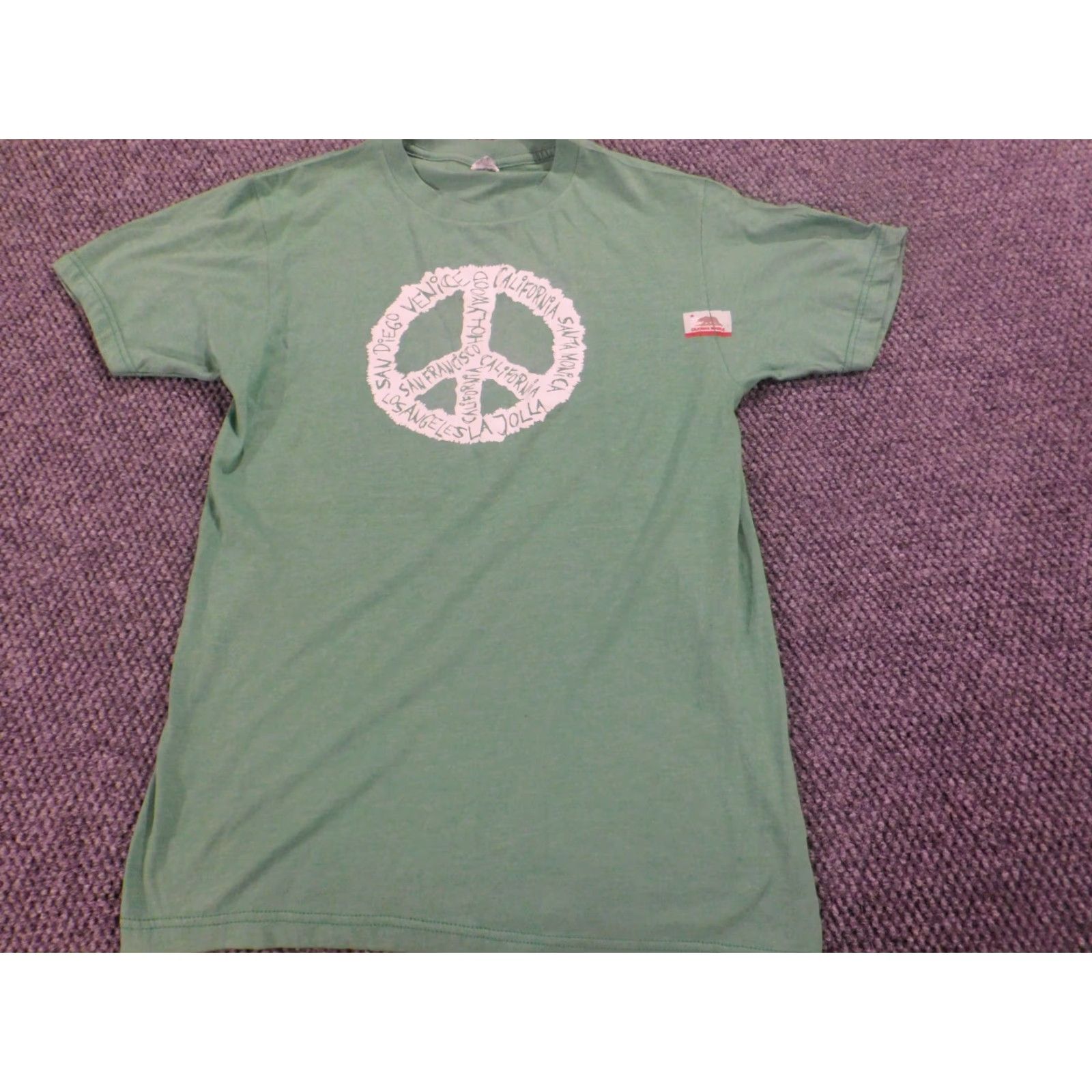 Vintage Optima California Shirt Mens S Green T-Shirt Crew Neck Short Sleeve Logo Breathable Cotton Vintage No Size US S / EU 44-46 / 1 - 2 Thumbnail