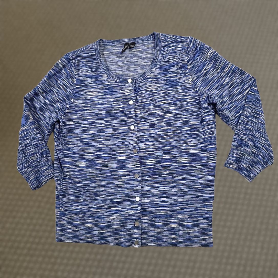 Vintage Relativity Womens Blue Striped Shirt Size Large Button Up Scoop Neck Long Sleeve Size L / US 10 / IT 46 - 1 Thumbnail