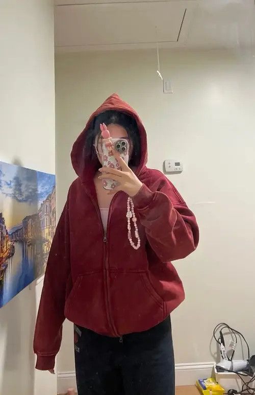 Japanese Brand Etsuko x Arisa Red Batik Fleece Zippered Hoodie Size US L / EU 52-54 / 3 - 5 Thumbnail